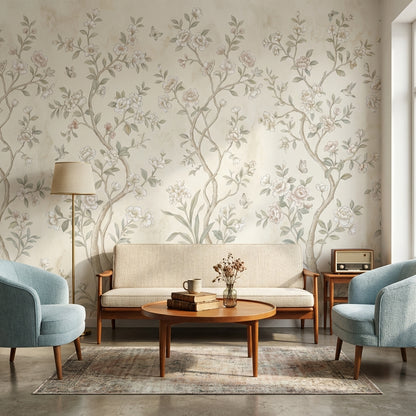 Chinoiserie Floral Wallpaper Vintage Nature Wall Mural