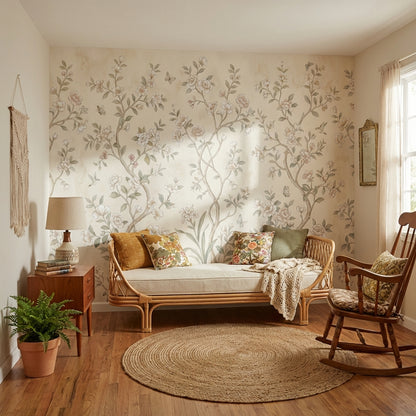Chinoiserie Floral Wallpaper Vintage Nature Wall Mural