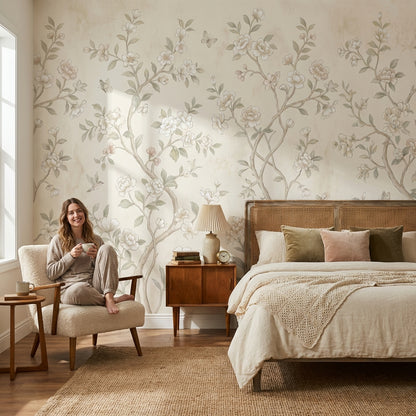 Chinoiserie Floral Wallpaper Vintage Nature Wall Mural