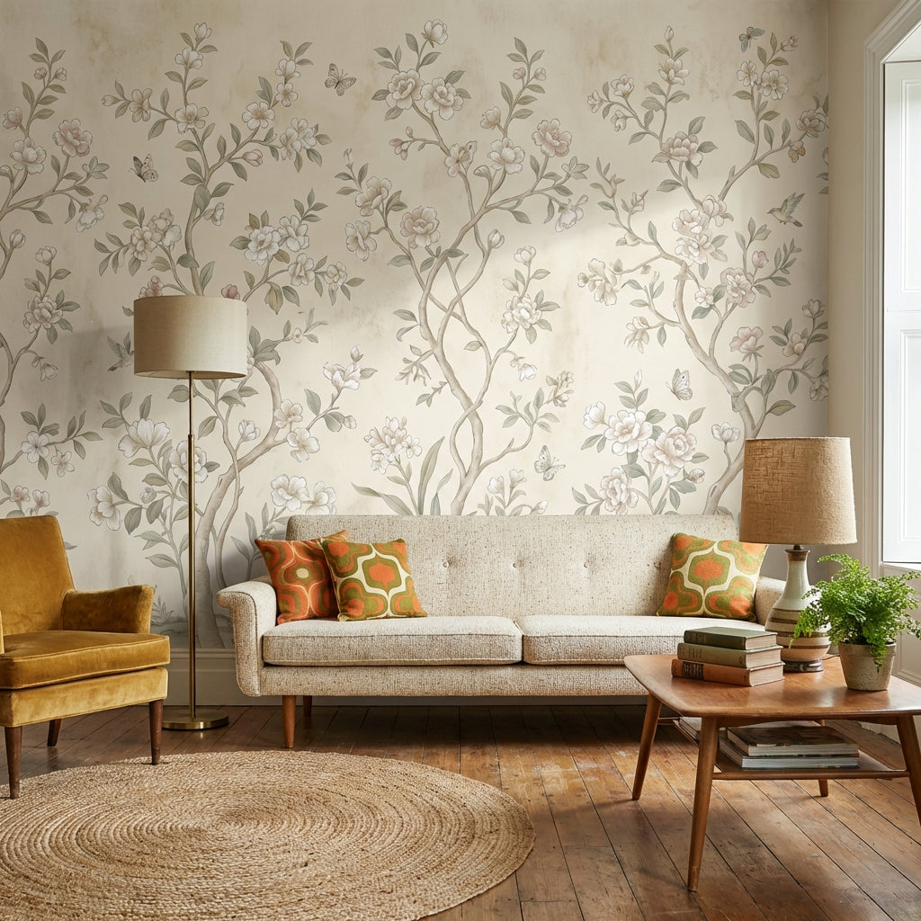 Chinoiserie Floral Wallpaper Vintage Nature Wall Mural