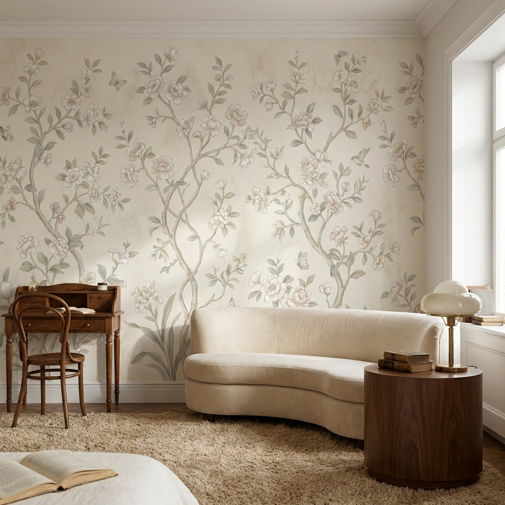 Chinoiserie Floral Wallpaper Vintage Nature Wall Mural