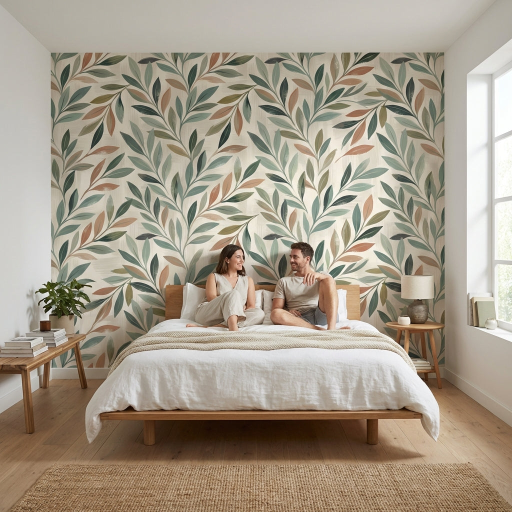 Shades Of Green Wallpaper Leaf Wall Mural