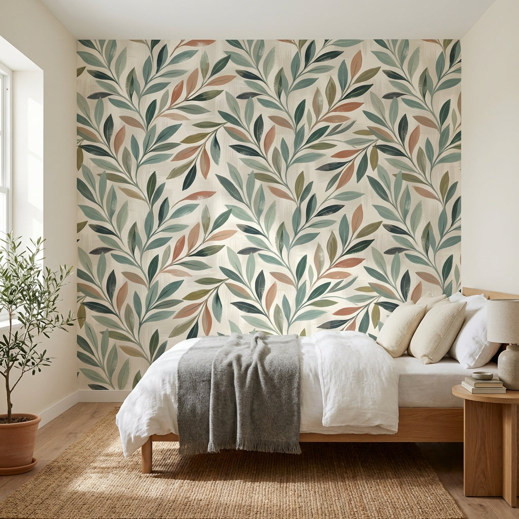 Shades Of Green Wallpaper Leaf Wall Mural