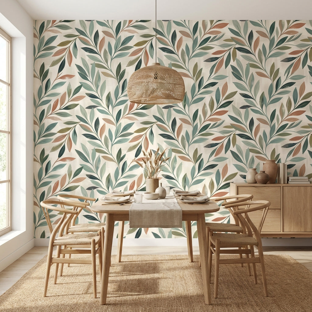 Shades Of Green Wallpaper Leaf Wall Mural