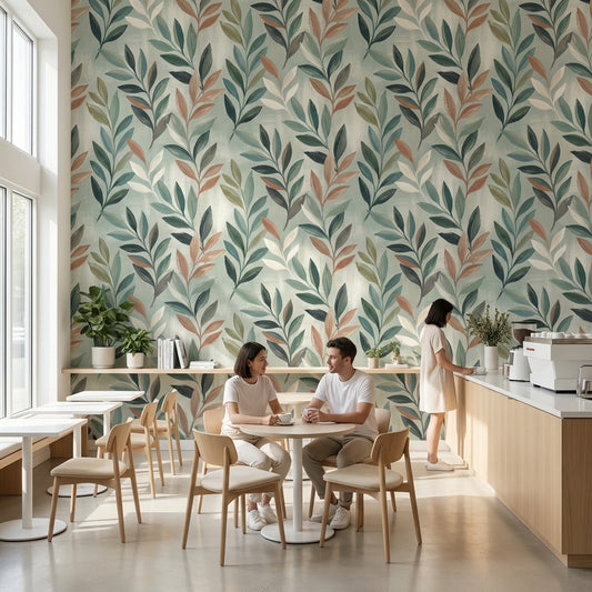 Shades Of Green Wallpaper Tropical Leaf Wall Art