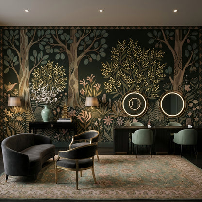 Whimsical Forest Wallpaper Vintage Nature Wall Mural