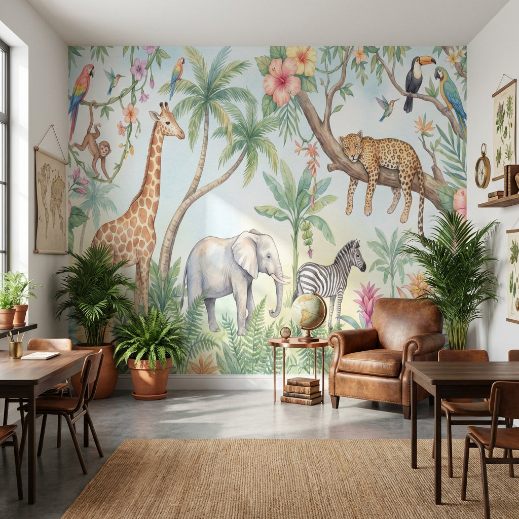 Jungle Wallpaper Tropical Animal Wall Mural