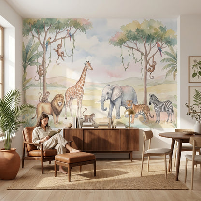 Safari Animals Wallpaper Jungle Nature Wall Mural
