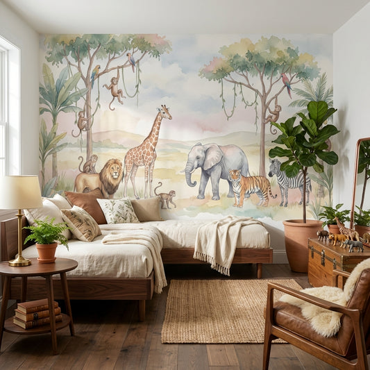 Safari Animals Wallpaper Jungle Nature Wall Mural