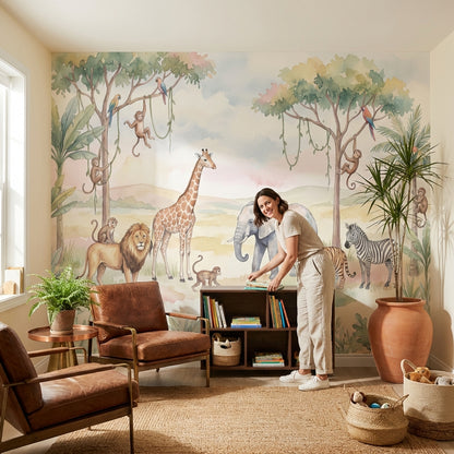 Safari Animals Wallpaper Jungle Nature Wall Mural