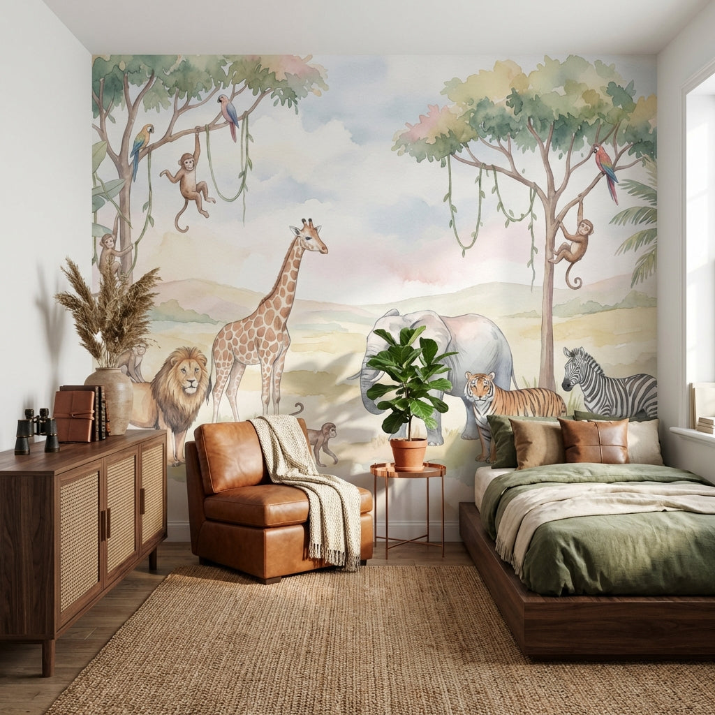 Safari Animals Wallpaper Jungle Nature Wall Mural