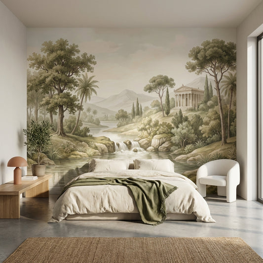 Shades Of Green Wallpaper Classic Temple Wall Mural