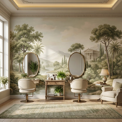 Shades Of Green Wallpaper Classic Temple Wall Mural