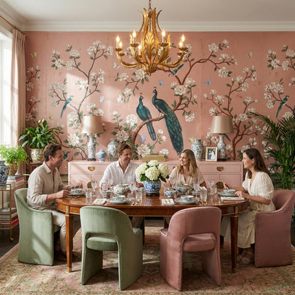 Peacock Wallpaper Floral Vintage Wall Mural