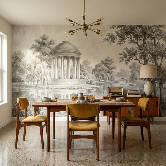 Classical Temple Wallpaper Traditional Serene Wall Mural