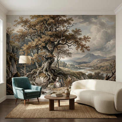 Cloudy Sky Wallpaper Vintage Landscape Wall Mural