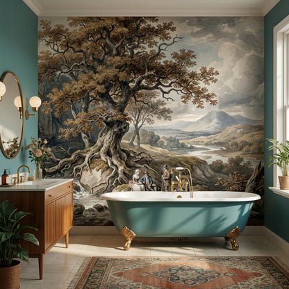 Cloudy Sky Wallpaper Vintage Landscape Wall Mural