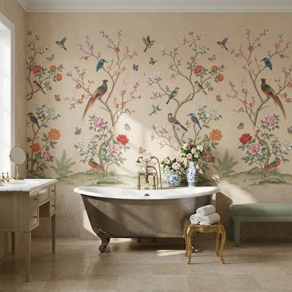 Chinoiserie Floral Wallpaper Birds Nature Wall Mural