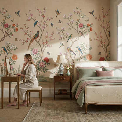 Chinoiserie Floral Wallpaper Birds Nature Wall Mural