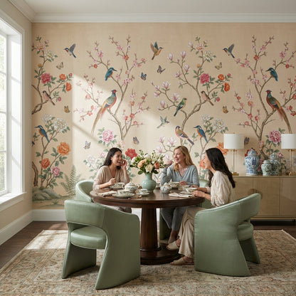 Chinoiserie Floral Wallpaper Birds Nature Wall Mural