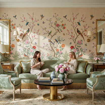 Chinoiserie Floral Wallpaper Birds Nature Wall Mural