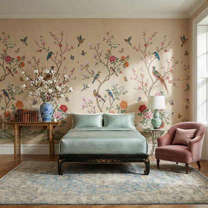 Chinoiserie Floral Wallpaper Birds Nature Wall Mural