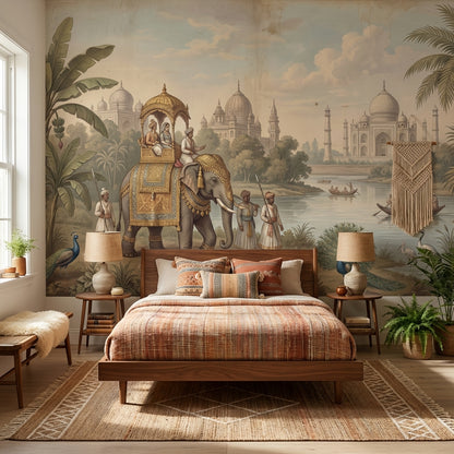 Indian Wallpaper Elephant Taj Mahal Wall Mural