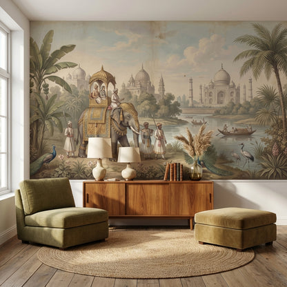Indian Wallpaper Elephant Taj Mahal Wall Mural