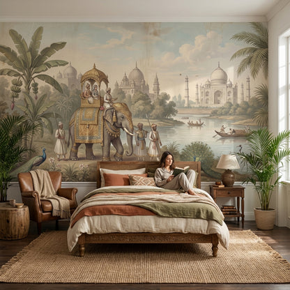 Indian Wallpaper Elephant Taj Mahal Wall Mural
