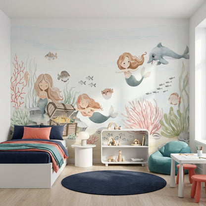 Mermaids Wallpaper Underwater Treasure Wall Mural