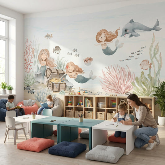 Mermaids Wallpaper Underwater Treasure Wall Mural
