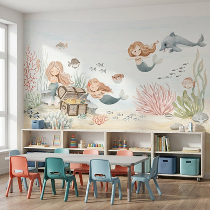 Mermaids Wallpaper Underwater Treasure Wall Mural