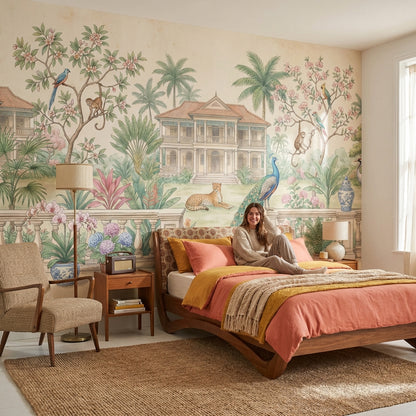 Vintage Tropical Wallpaper Chinoiserie Jungle Wall Mural