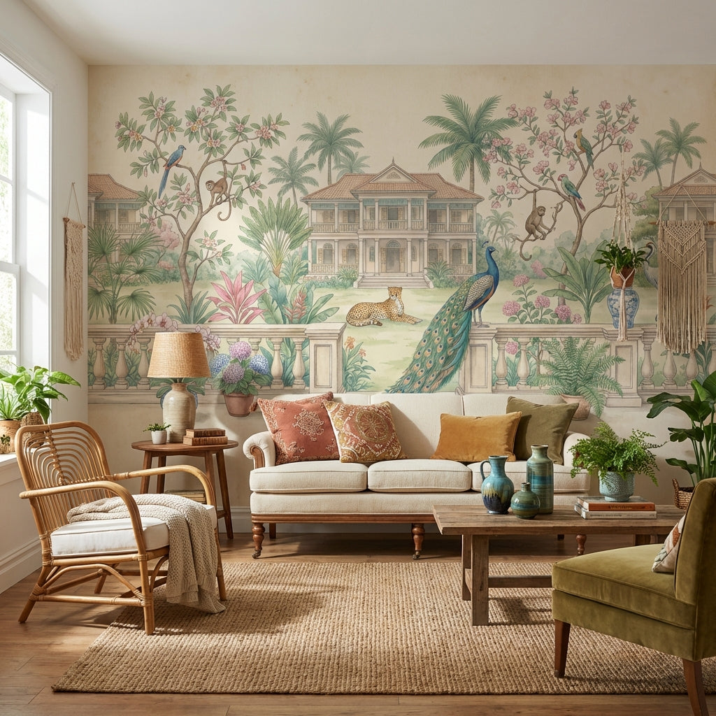Vintage Tropical Wallpaper Chinoiserie Jungle Wall Mural