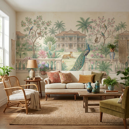 Vintage Tropical Wallpaper Chinoiserie Jungle Wall Mural