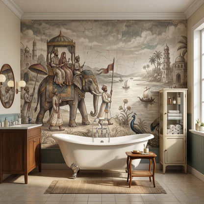 Mughal Procession Wallpaper Royal Elephant Wall Mural