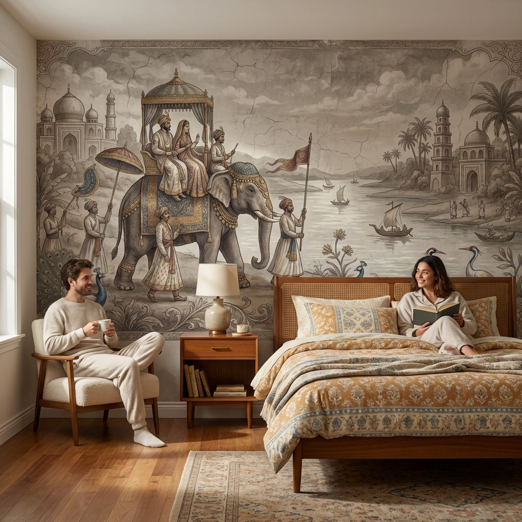 Mughal Procession Wallpaper Royal Elephant Wall Mural