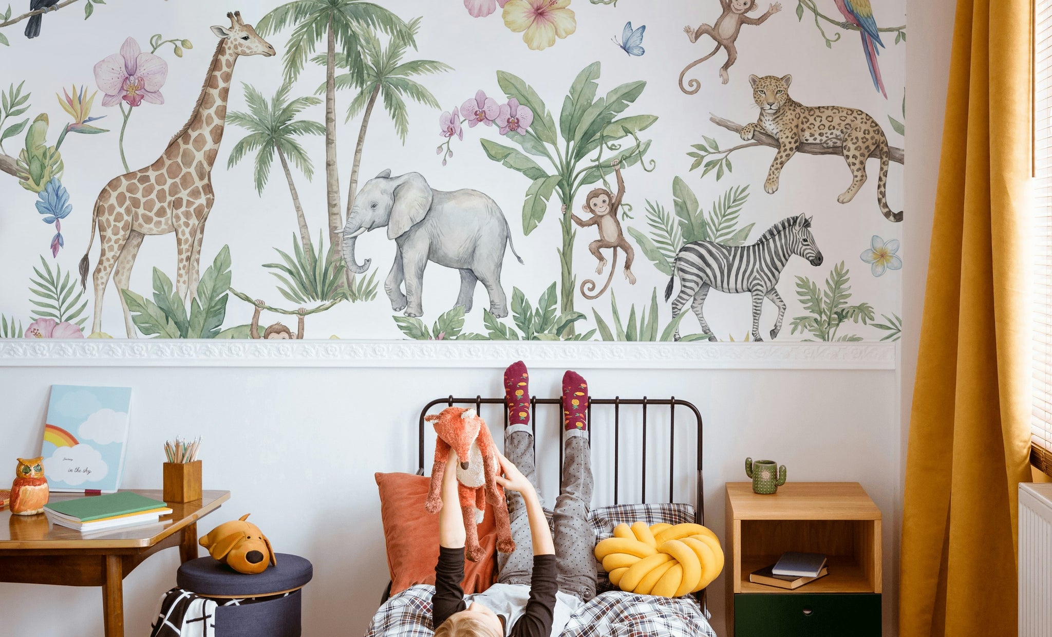 Jungle Animals Wallpaper Tropical Floral Wall Mural