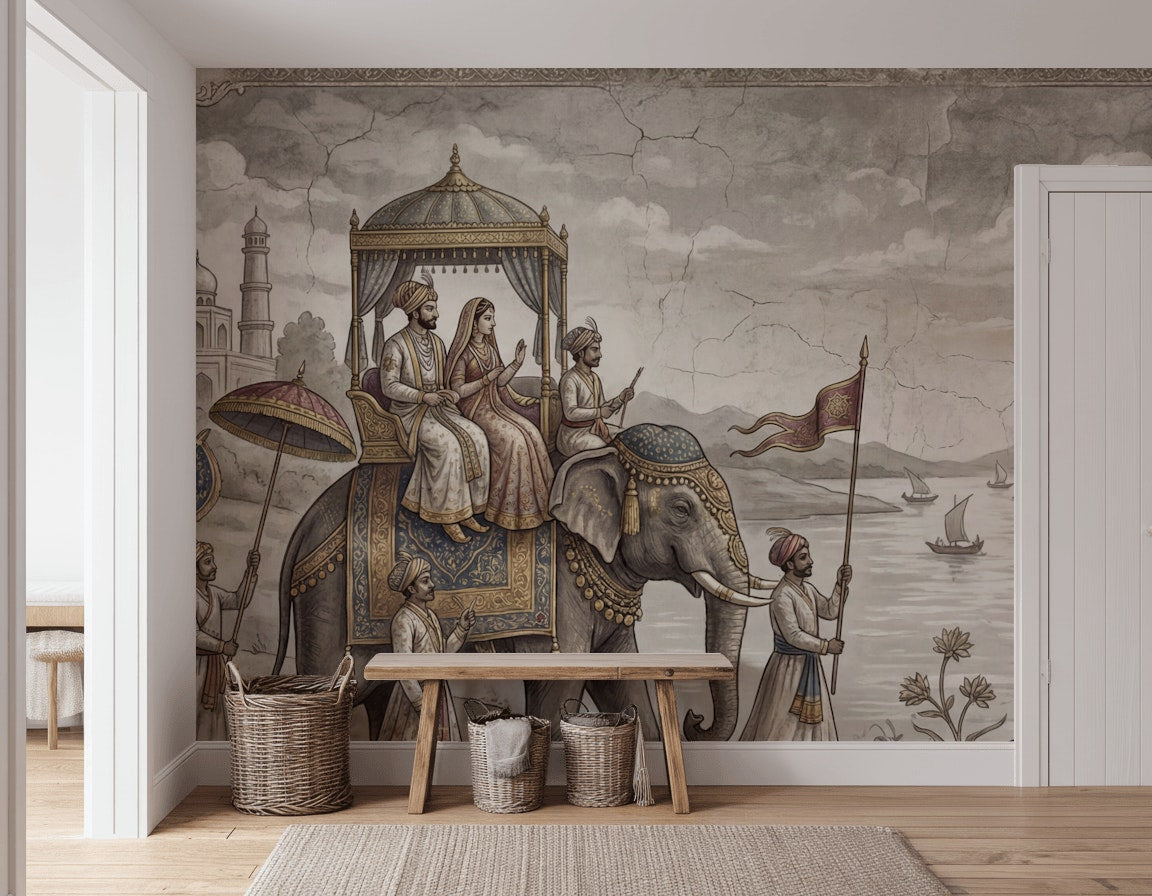 Mughal Procession Wallpaper Royal Elephant Wall Mural
