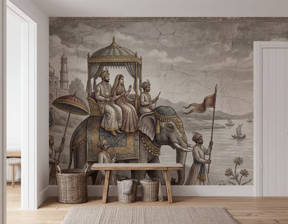 Mughal Procession Wallpaper Royal Elephant Wall Mural