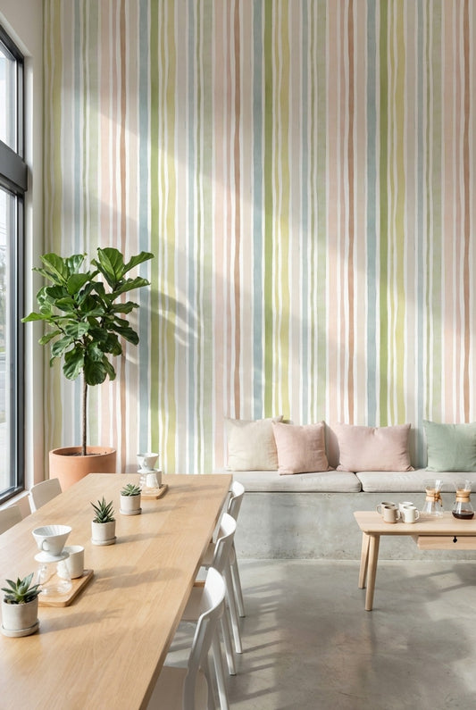 Watercolor Texture Wallpaper Abstract Striped Wall Mural