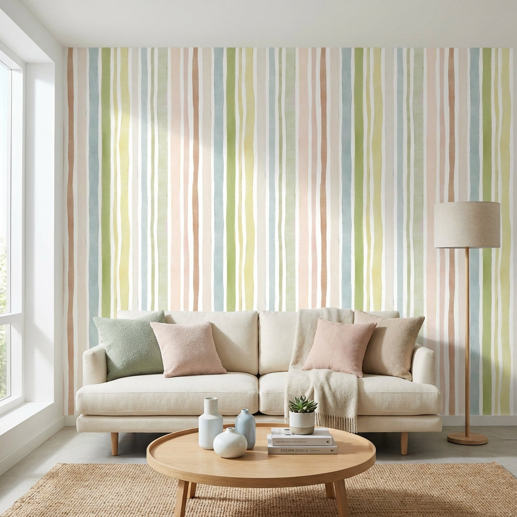 Watercolor Texture Wallpaper Abstract Striped Wall Mural