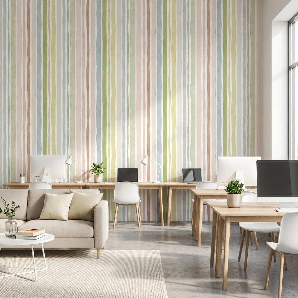 Watercolor Texture Wallpaper Abstract Striped Wall Mural