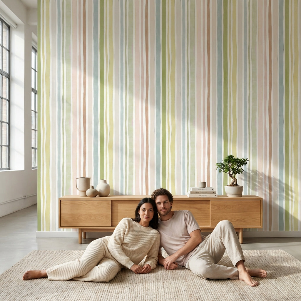 Watercolor Texture Wallpaper Abstract Striped Wall Mural