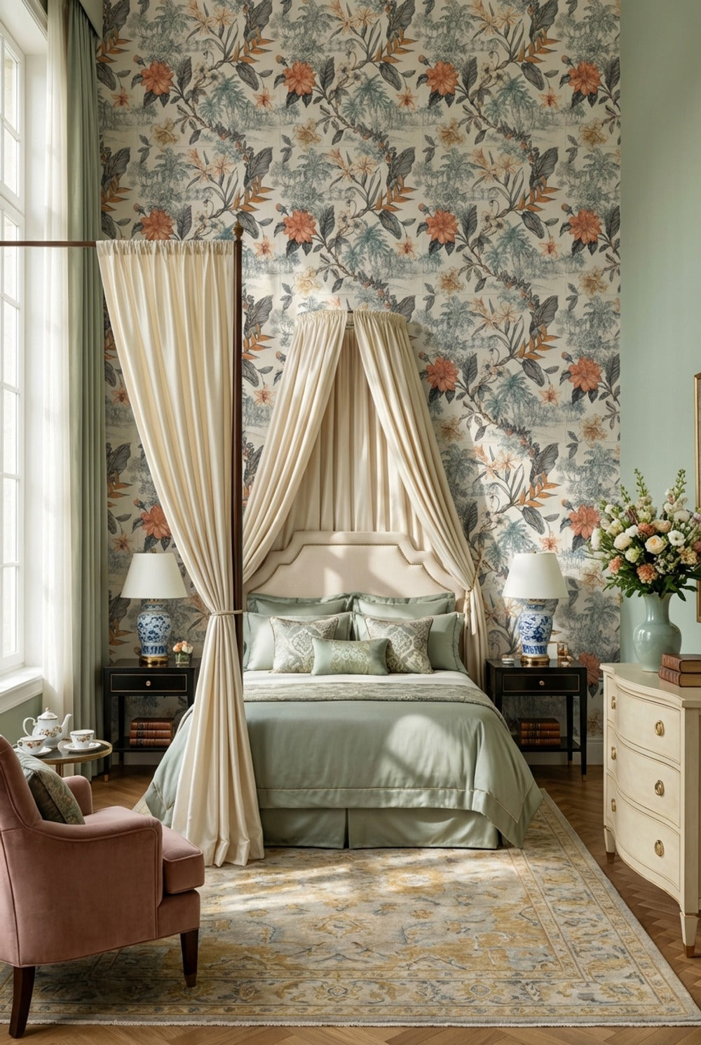 Vintage Tropical Wallpaper Chinoiserie Botanical Wall Mural