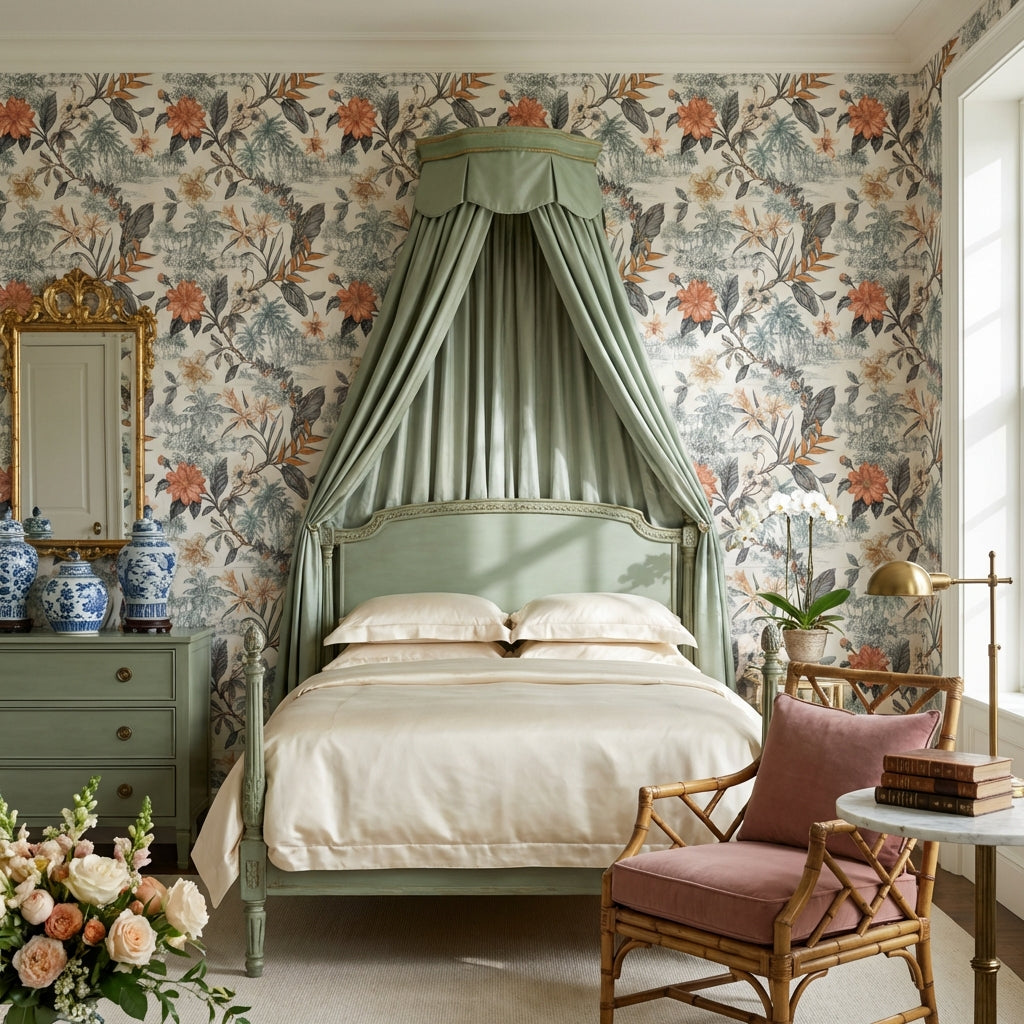 Vintage Tropical Wallpaper Chinoiserie Botanical Wall Mural