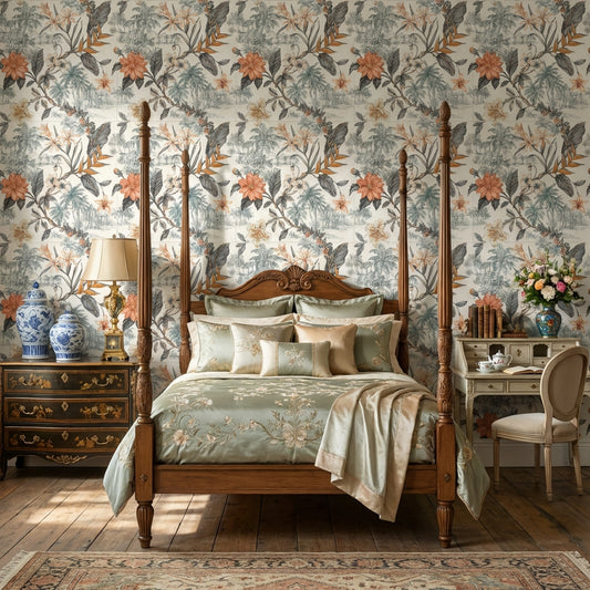 Vintage Tropical Wallpaper Chinoiserie Botanical Wall Mural