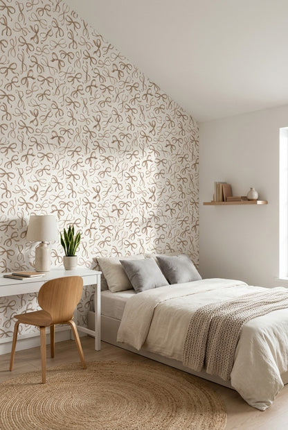 Abstract Pattern Wallpaper Ribbon Bows Wall Mural