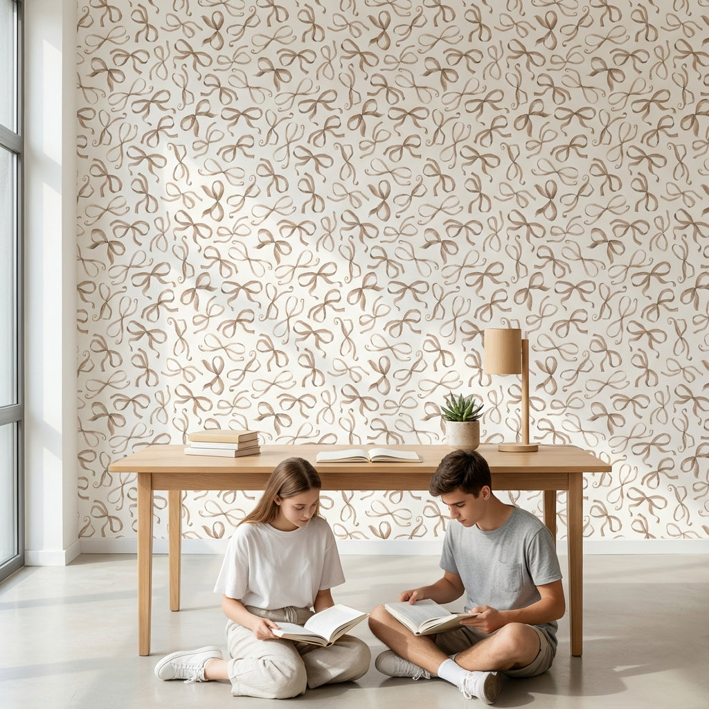 Abstract Pattern Wallpaper Ribbon Bows Wall Mural