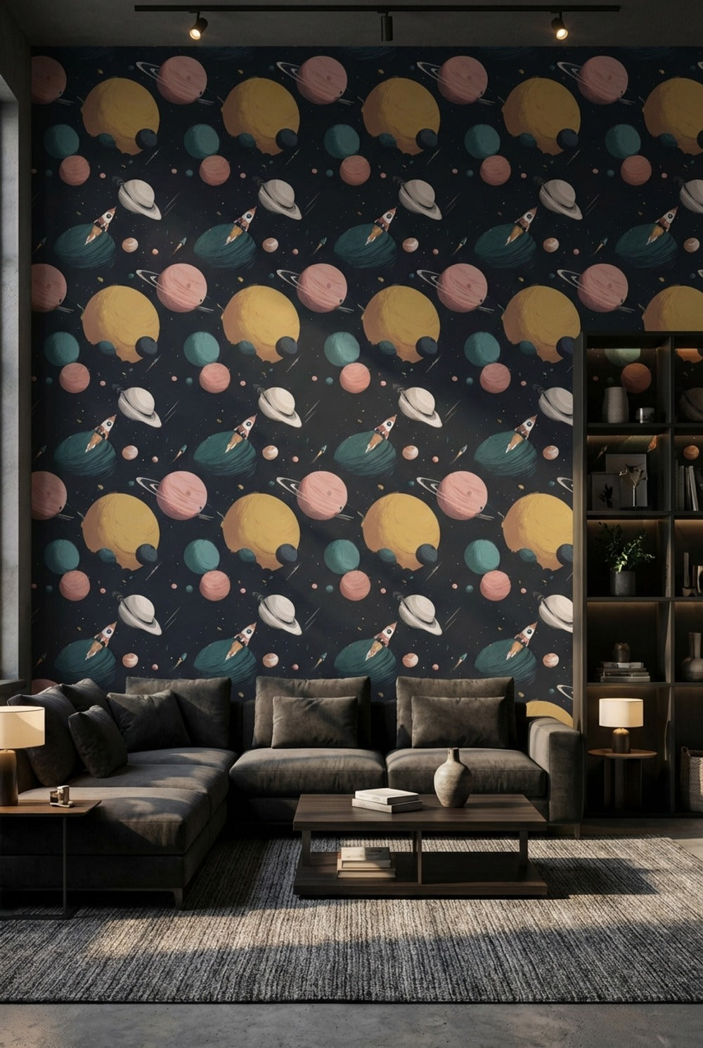 Space Wallpaper Planets Removable Rockets Wall Mural